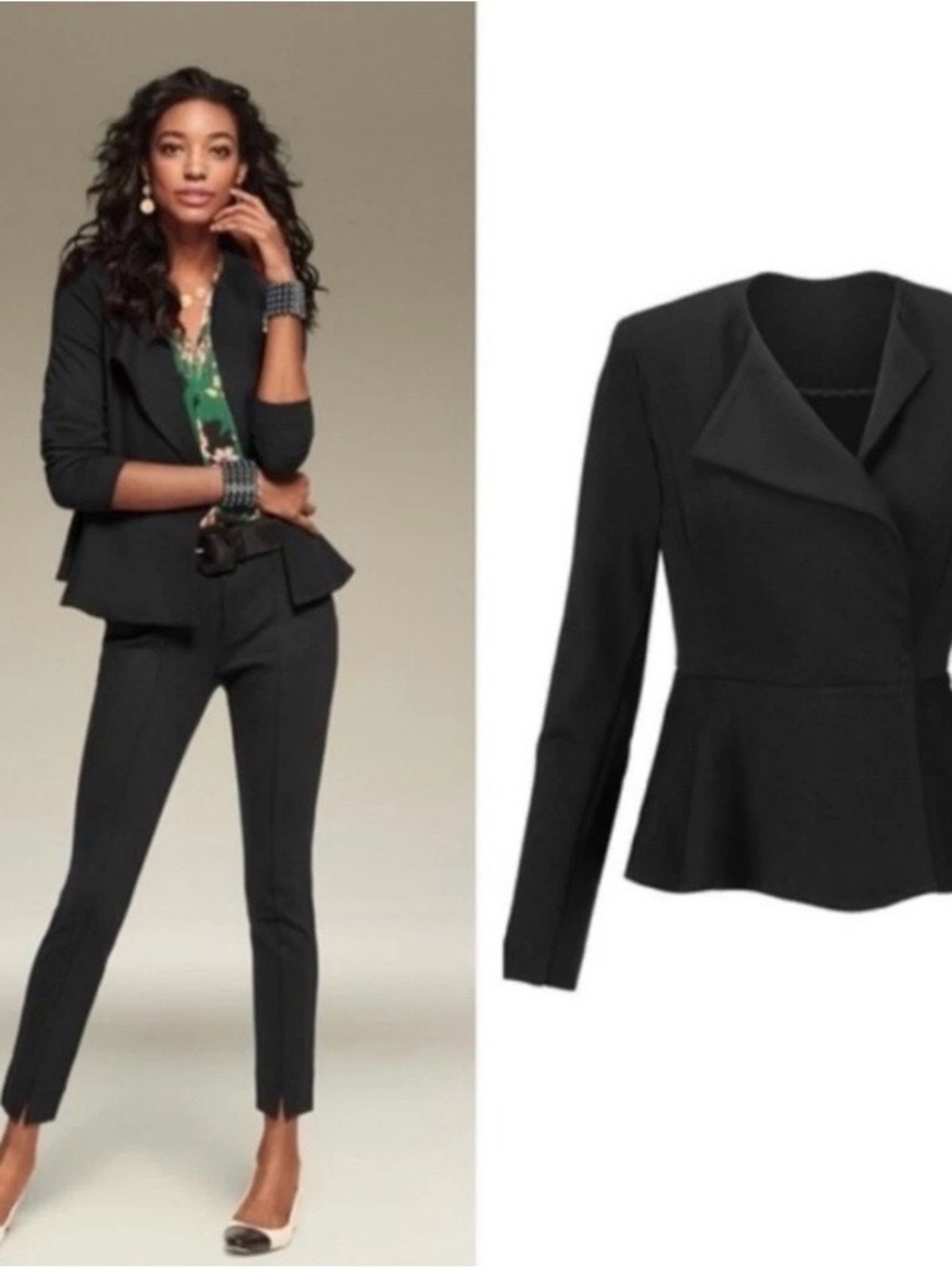 CAbi Black Peplum Blazer Jacket